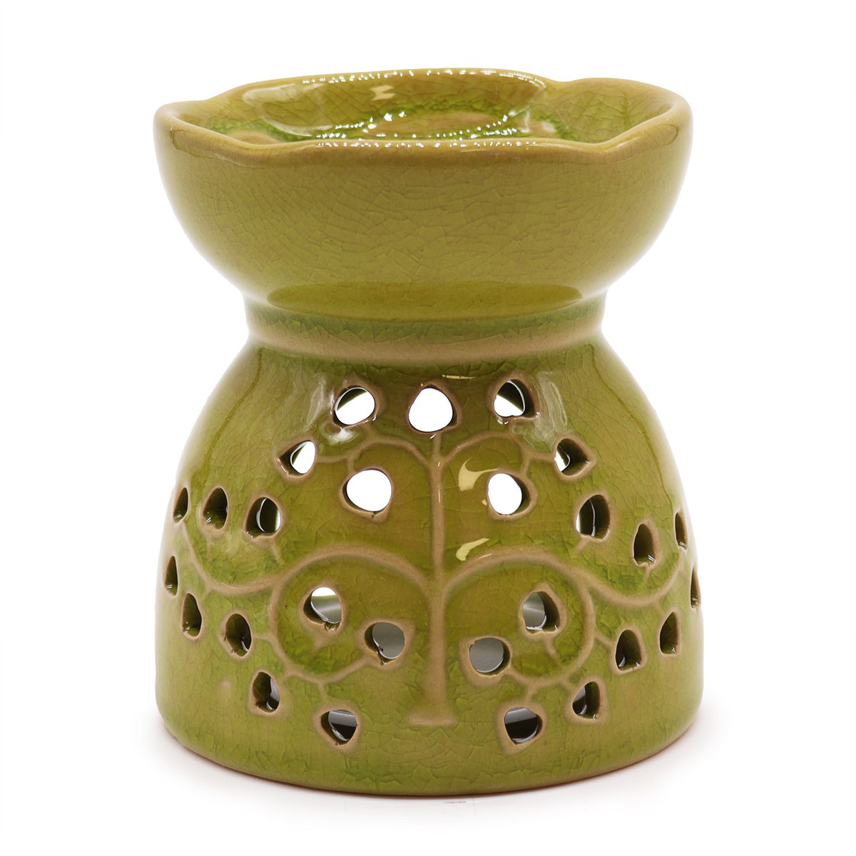 Tree of Life Ceramic Oil Burner - Lime – view 4