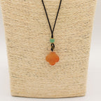 Red Jade Clover Cord Necklace Pendant – view 4