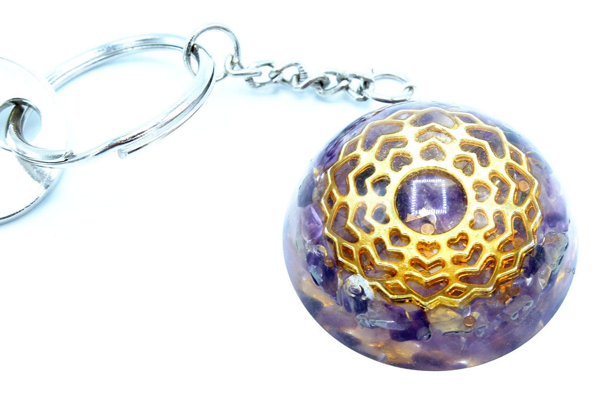 Orgonite Power Keyring - Amethyst Mandala Hearts – view 7