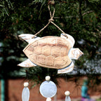 Whitewash Turtle Carving & Natural Capiz Wind Chime – view 3