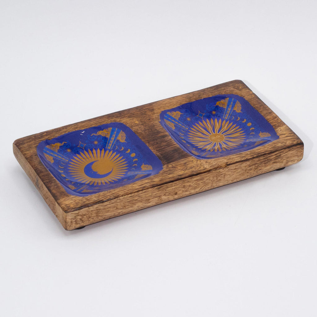 Hop Hare Enamelled Mango Wood Double Trinket Tray, 20 x 10 cm