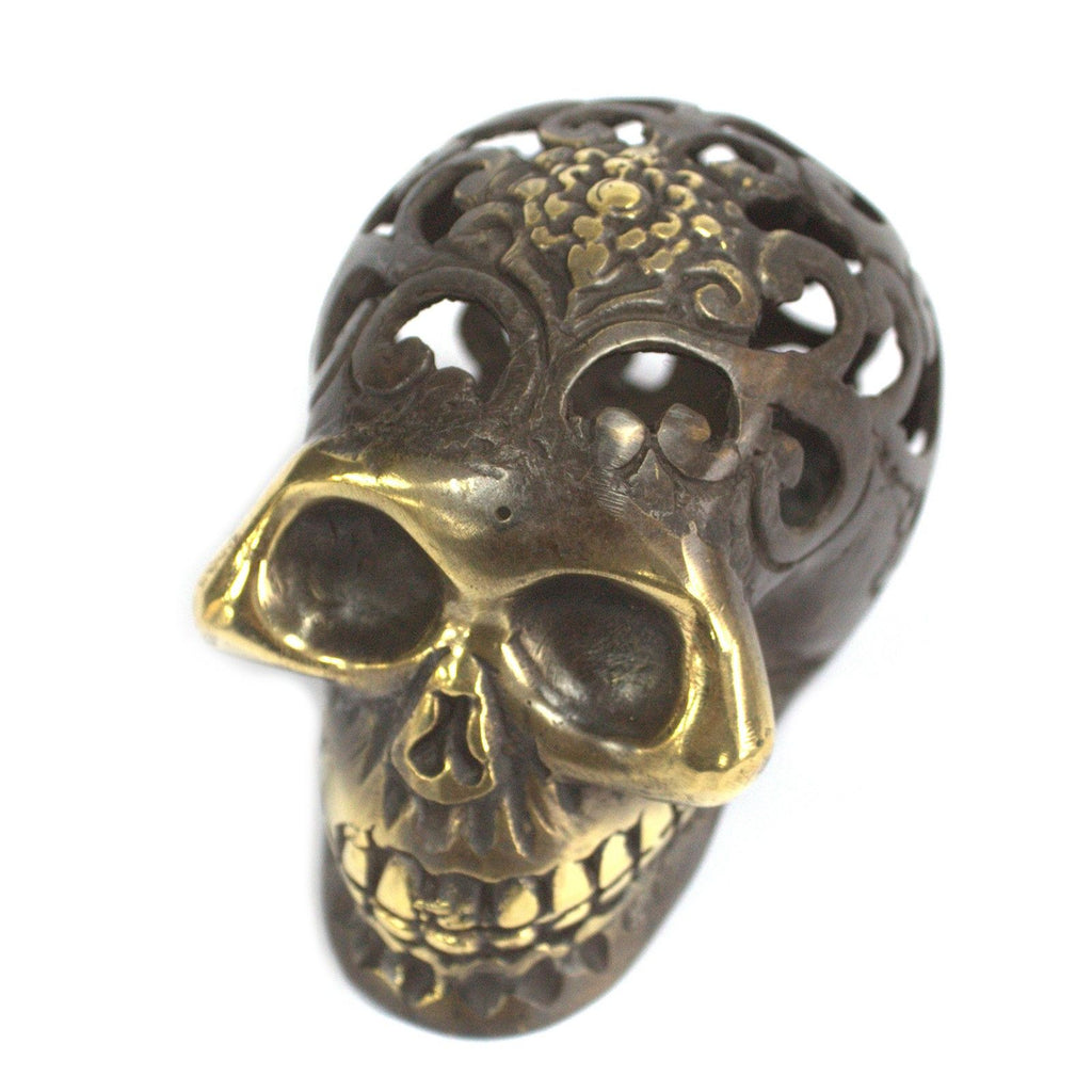Vintage-Finish Brass Skull – Medium
