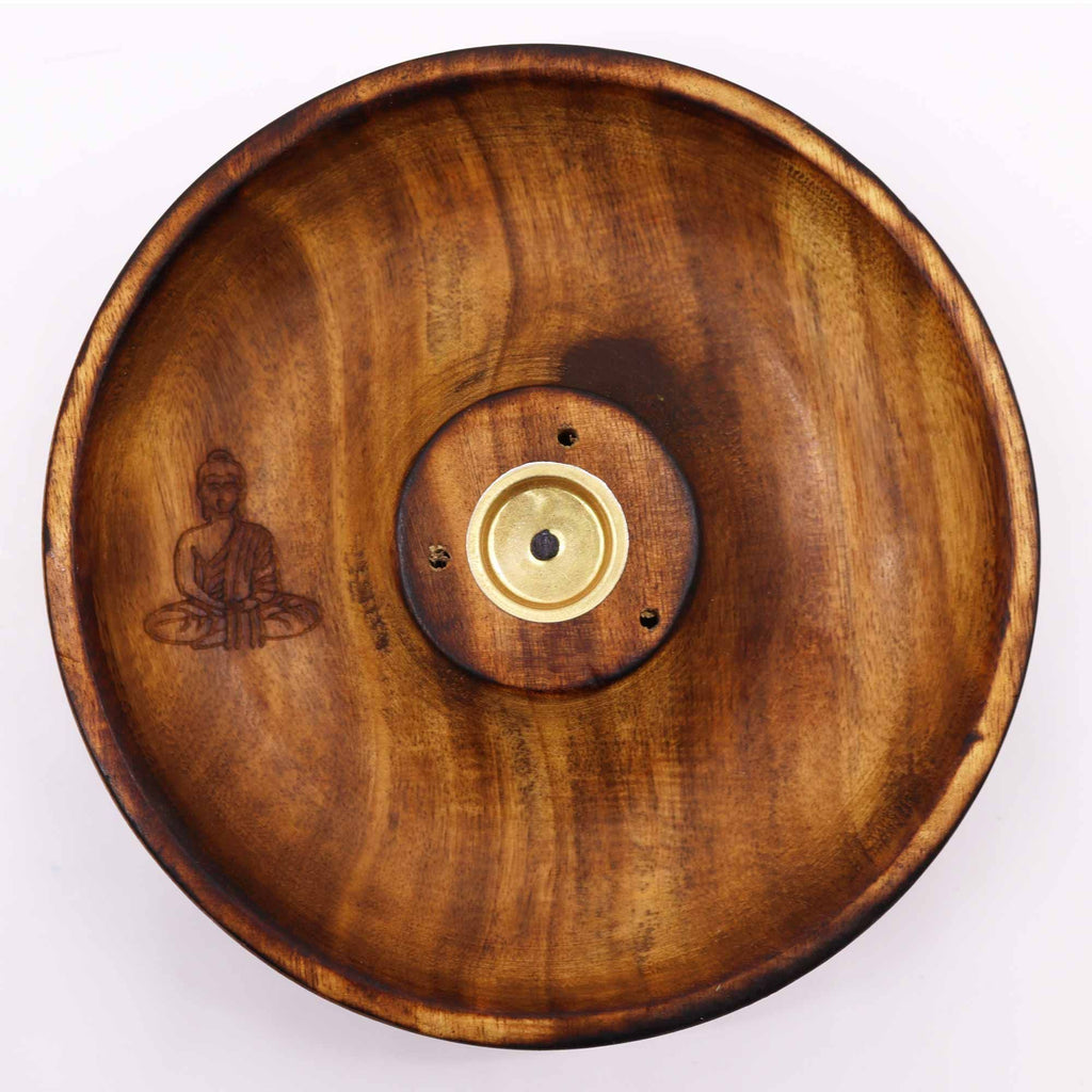 Buddha Incense Stick & Cone Burner Disc - Mango Wood – view 2