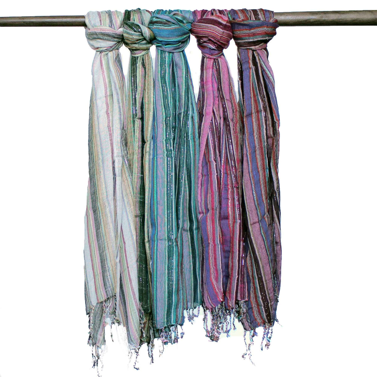 Indian Boho Scarf - 50x180 cm - Random Colours With Gold Thread