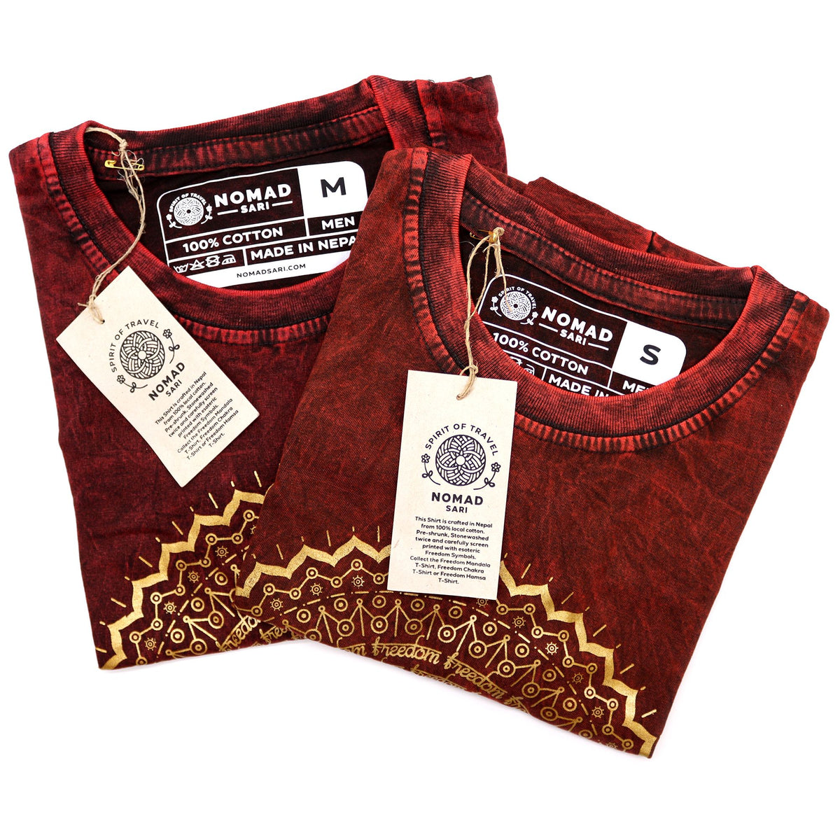 Nomad Sari Stonewashed T-Shirt - Mandala - Maroon - Medium – view 4