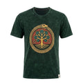 Nomad Sari Stonewashed T-Shirt - Tree of Life - Green - Small