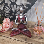 Yoga Lady Figure, Silver and Bordeaux, 24 cm – view 2