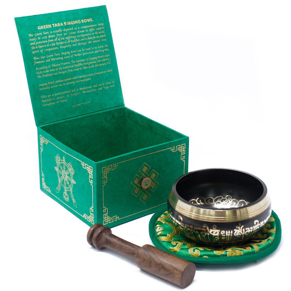 Green Tara Singing Bowl Set - 13cm Brass – view 9