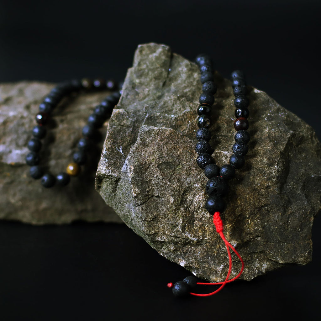 Lava Stone and Tiger's Eye Necklace 42cm - Personal Transformation