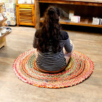 Round Jute and Recycled Cotton Rug - 120 cm – view 6
