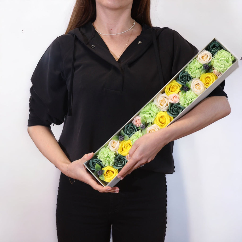 Extra Long Soap Flower Gift Box - Spring Yellow & Green