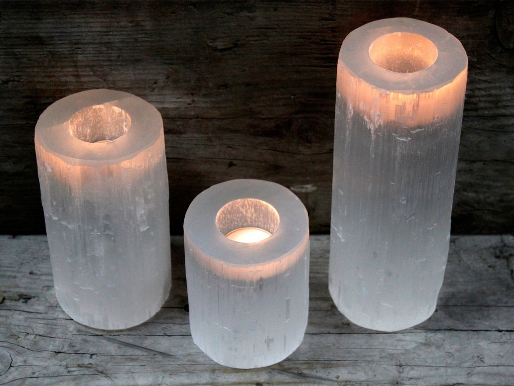 Selenite Cylinder Candle Holder - 15 cm – view 4