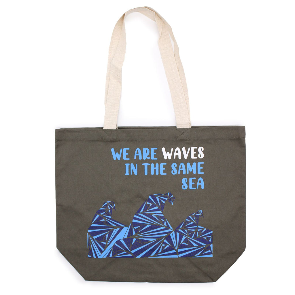 Printed Cotton Bag - We are Waves, Natural – view 4