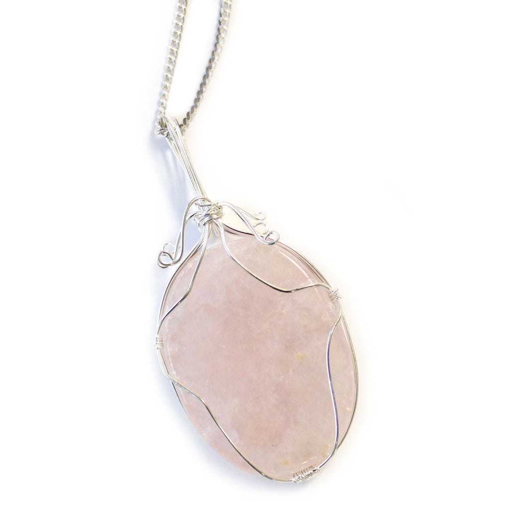 Swirl Wrapped Rose Quartz Gemstone Necklace