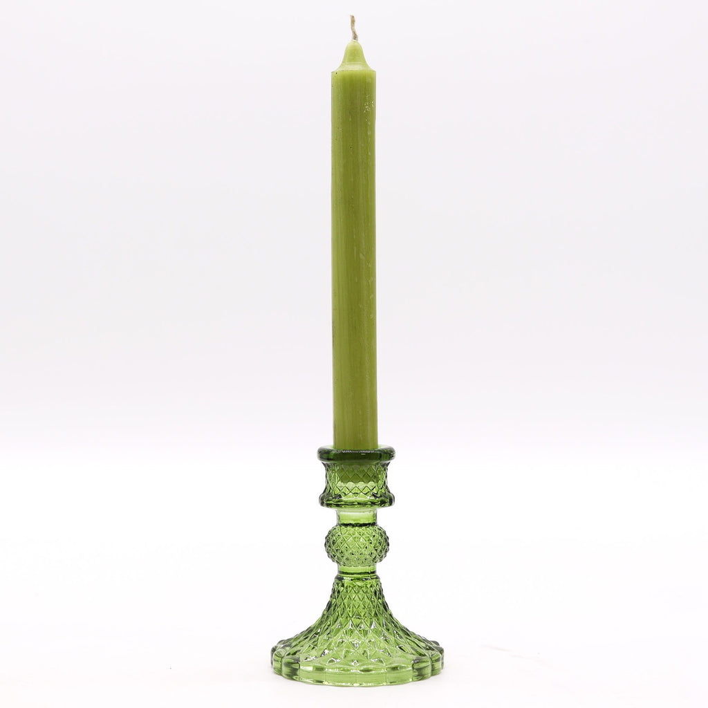 Vintage Pressed Glass Candle Holders - Garden Jade Set of 2 – view 2