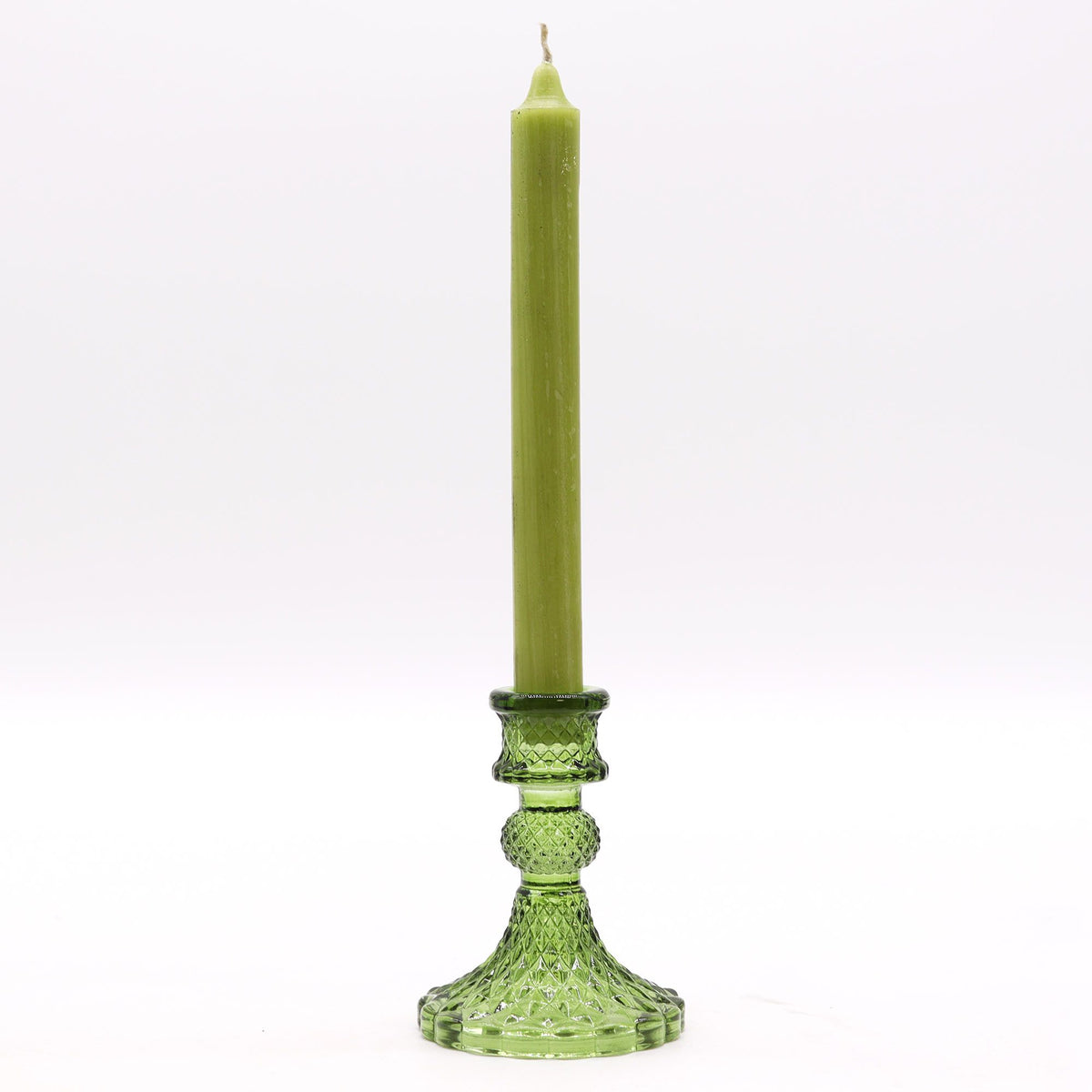 Vintage Pressed Glass Candle Holders - Garden Jade Set of 2 – view 2