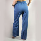 Nomad Sari Hand-Painted Lounge Pants - Rich Blue Evil Eye Design – view 2