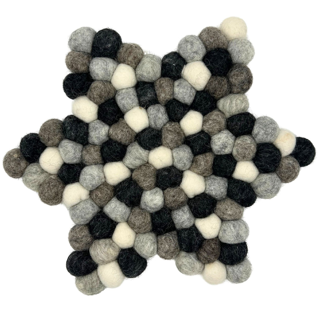 Star Shaped Felt Centre Mat 27cm Grey Multi Tones – view 3
