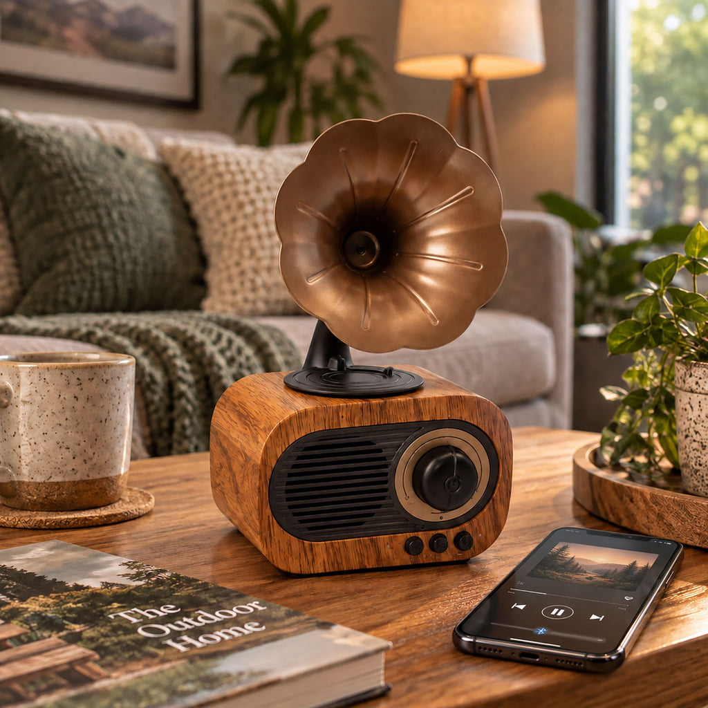 Retro Gramophone Bluetooth Speaker & FM Radio