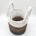 Seagrass Basket Set, 3 Pieces - Grey, Natural, White