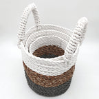 Seagrass Basket Set, 3 Pieces - Grey, Natural, White