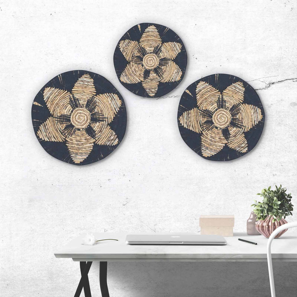 Set of Three Seagrass Bowl Wall Art, Black – view 4