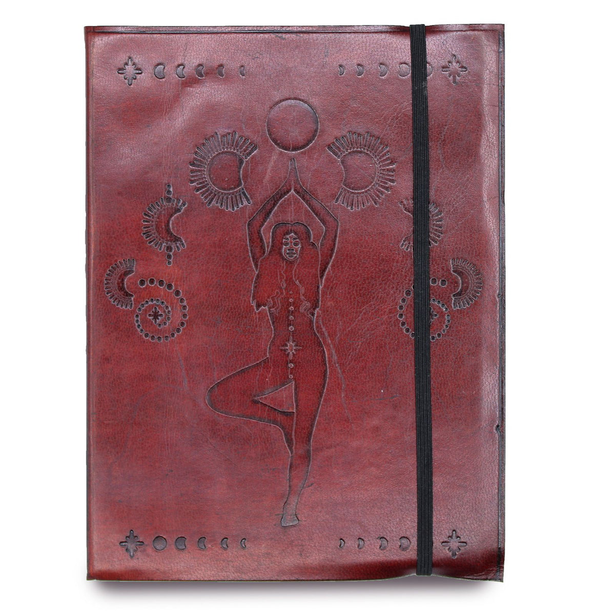 Medium Vegetable Tanned Leather Notebook with Strap – Cosmic Goddess – view 8
