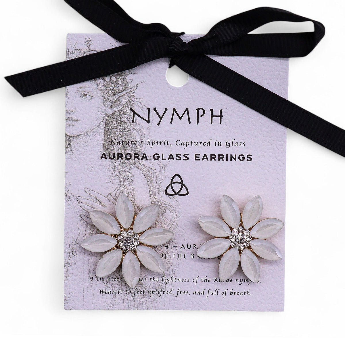 Nymph Pearl Flowers Vintage Glass Earrings – view 4