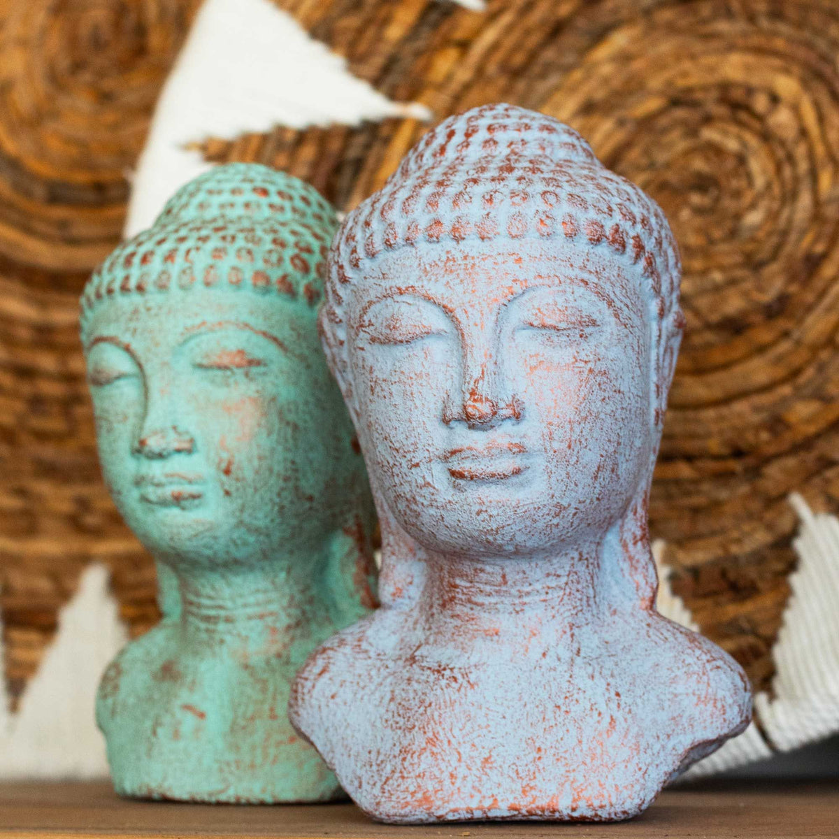 Tranquility Buddha Head Statue, Blue Copper – view 3