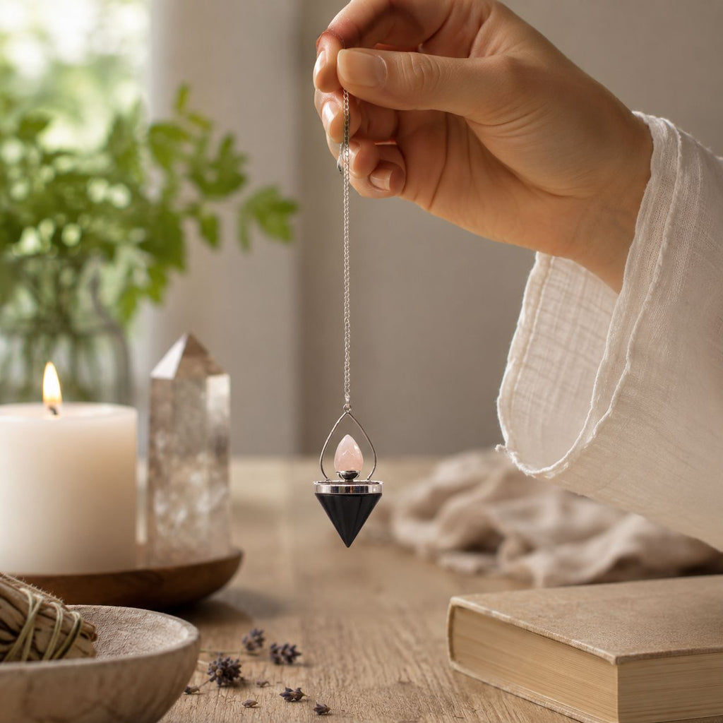 Lantern of Life Pendulum - Black Agate & Rose Quartz – view 3
