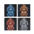 Buddha Heads Sand Finish, Set of 4 - 40 x 40cm