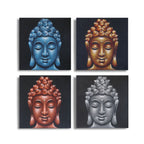 Buddha Heads Sand Finish, Set of 4 - 40 x 40cm