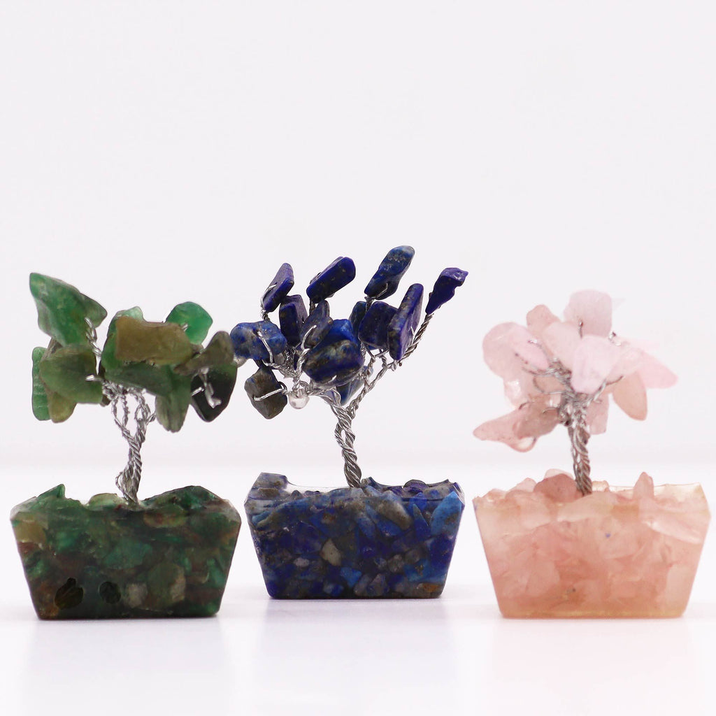 Box of 12 Mini Gemstone Trees on Orgonite Base, Mixed Stones – view 7