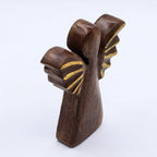 Medium Mango Wood Angel - Gold Wings, 16cm – view 2
