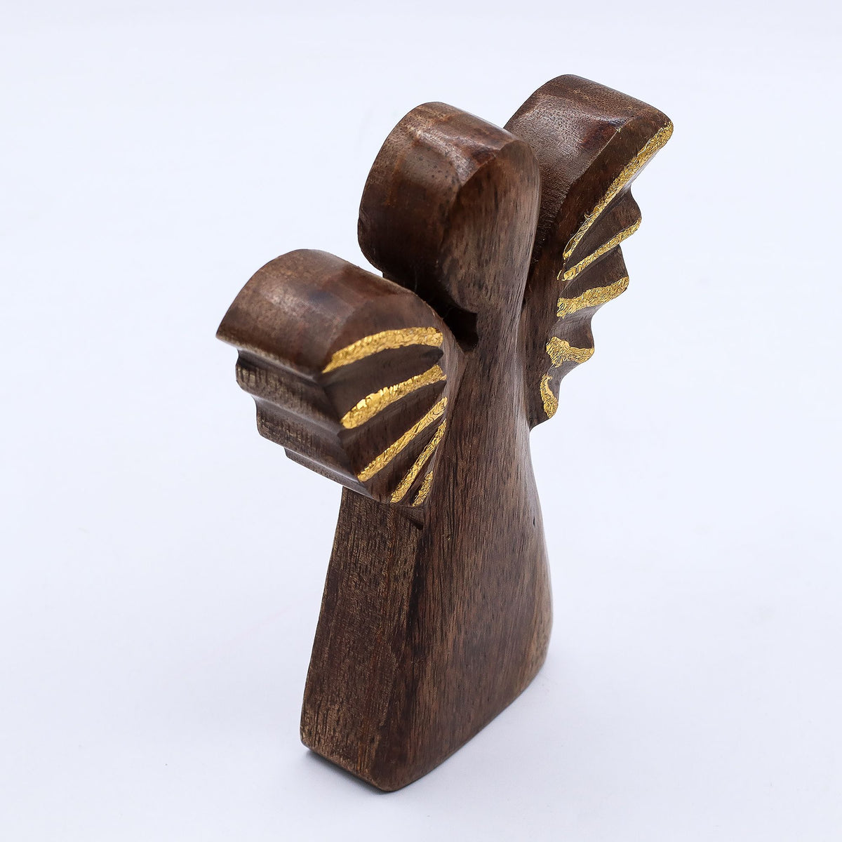 Medium Mango Wood Angel - Gold Wings, 16cm – view 2