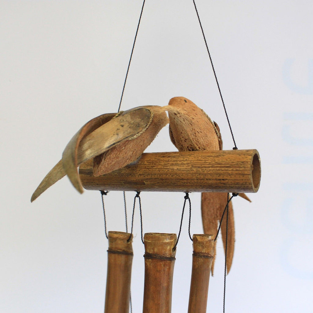Coconut Twin Birds Wind Chime, Bamboo, Approx. 1 m