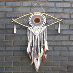 Large Macrame Eye Dream Catcher - White, Grey & Brown – view 5