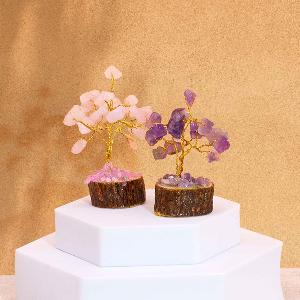Box of 12 Mini Gemstone Trees on Wooden Base, Mixed Stones – view 4