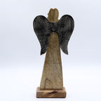 Large Mango Wood Peace Angel, Metal Wings, 30cm – view 5