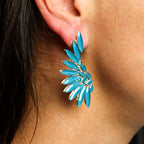 Teal Green Vintage Glass Angel Wings Earrings – view 5