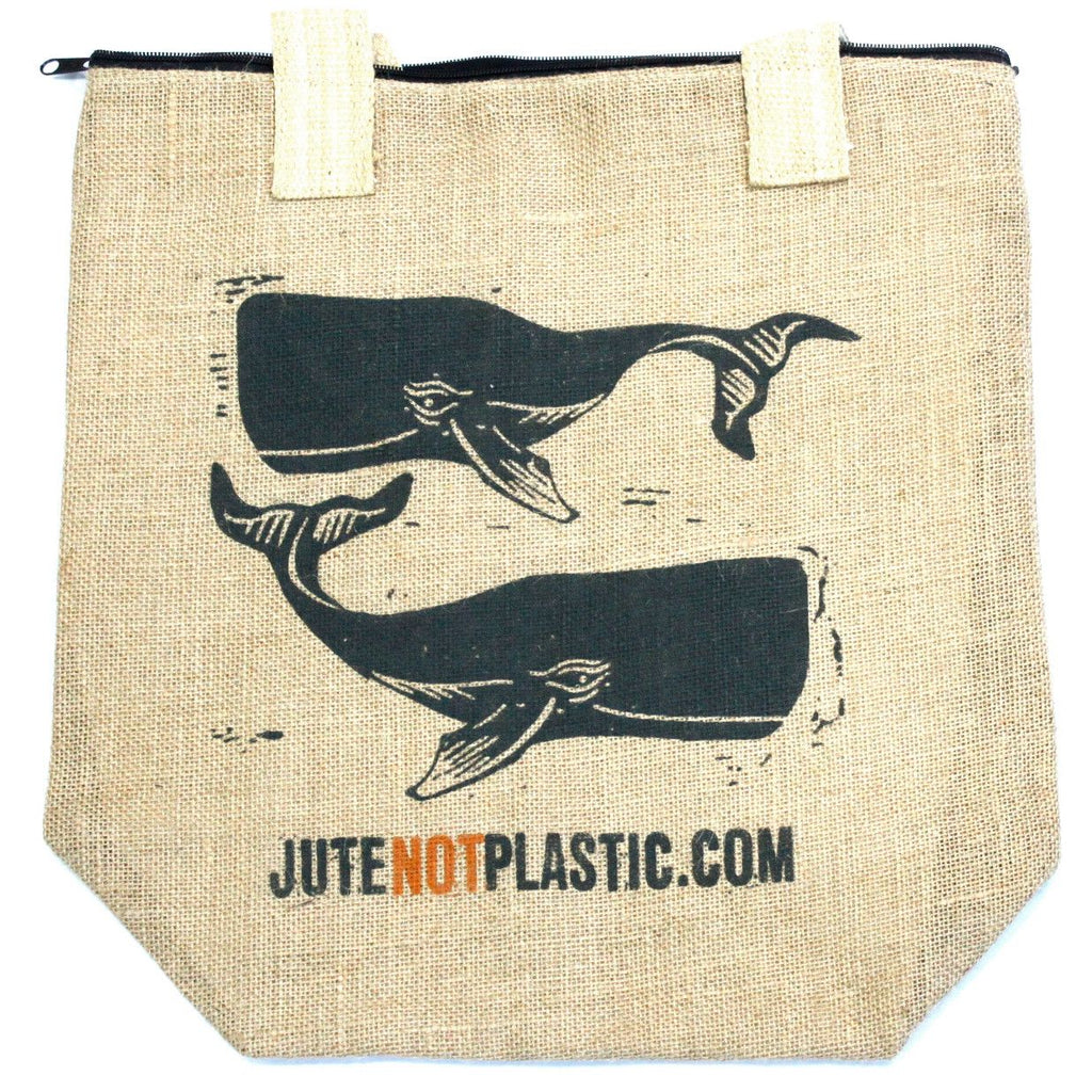 Two Whales Print Jute Shopping Bag – view 4