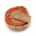 Jute & Cotton Coasters, Mixed Colours, Set of 6