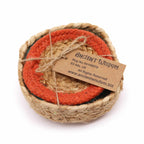Jute & Cotton Coasters, Mixed Colours, Set of 6