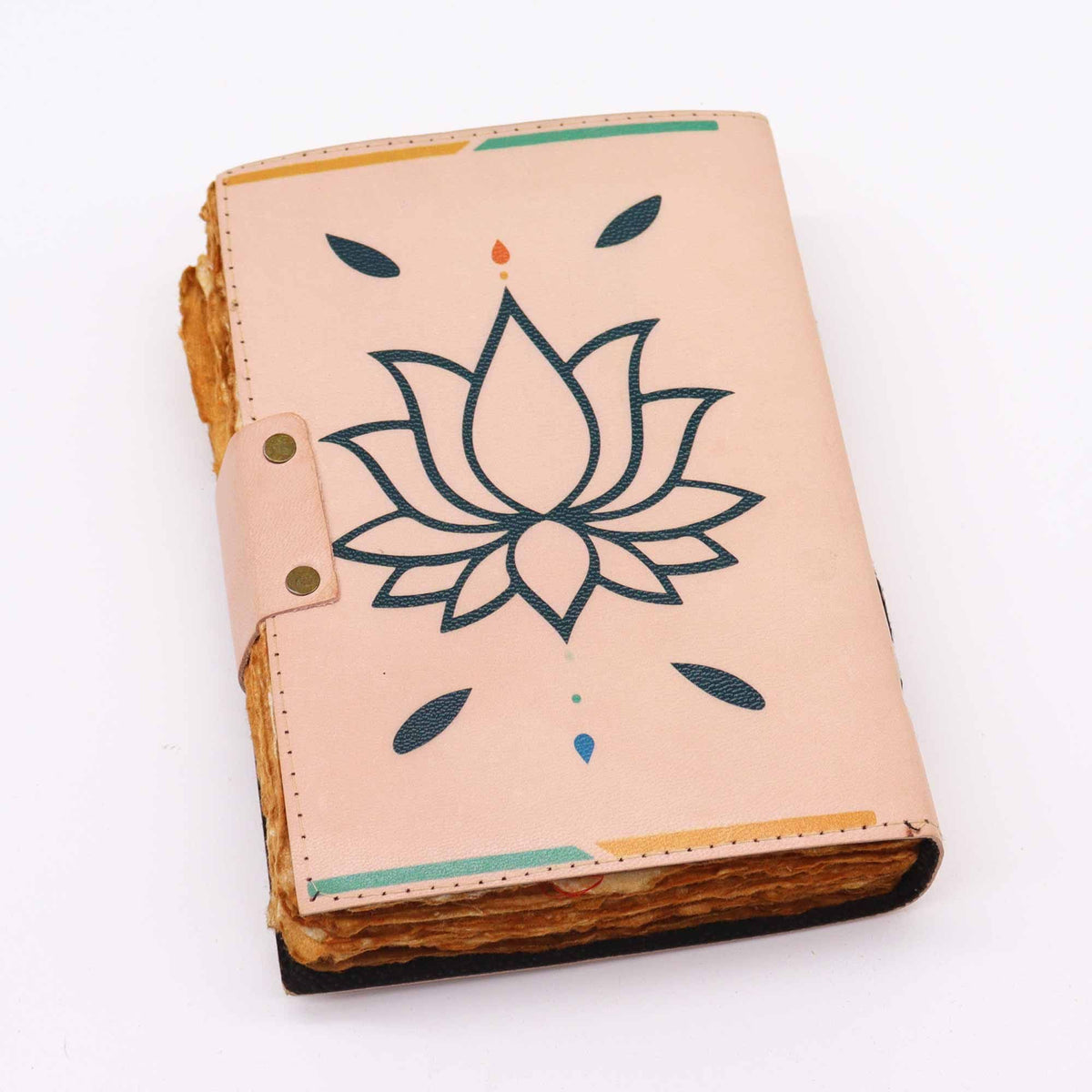Leather Seven Chakra Deckle-Edge Notebook – 13x18 cm