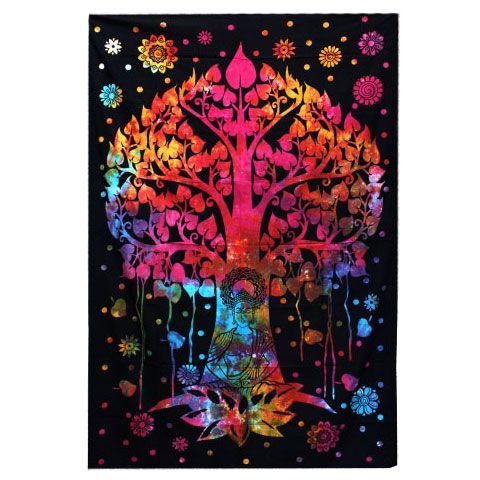 Double Cotton Bedspread & Wall Hanging - Bodhi Tree 230x200cm – view 3