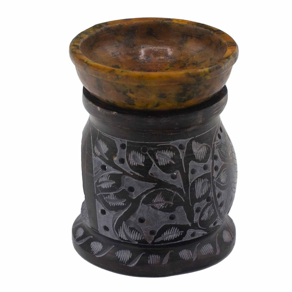 Soapstone Oil Burner 10cm - Mandala Flower Black & Yellow – view 2
