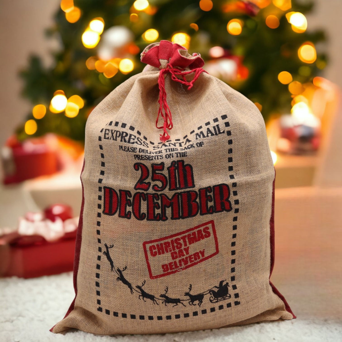 Jute Santa Sack - 25th December Print – view 2