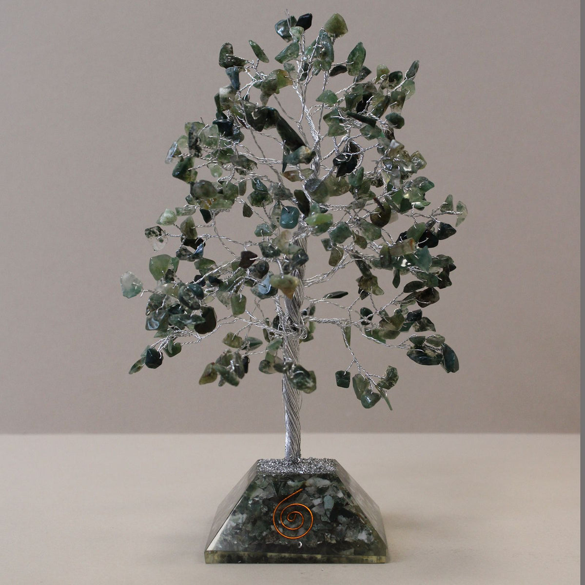 Moss Agate Gemstone Tree with Orgonite Base - 320 Stone – view 2