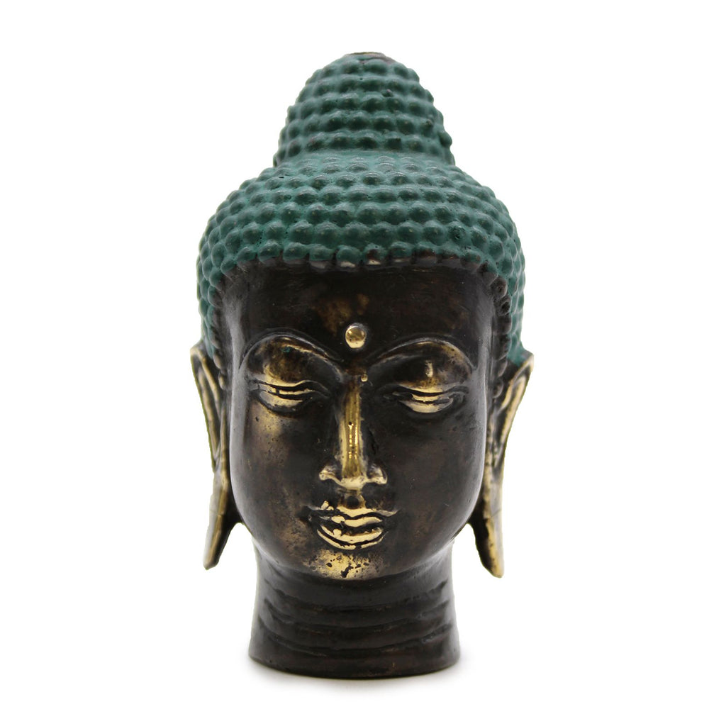 Antique-Finish Brass Buddha Head – Small – view 2