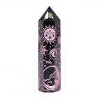 Engraved Black Obsidian Point - Rose Pink Celestial Symbols – view 7
